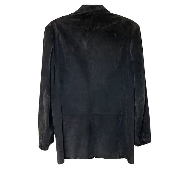 Claiborne Men's Black Suede Blazer 42L Formal Notched Lapel - Picture 2 of 5